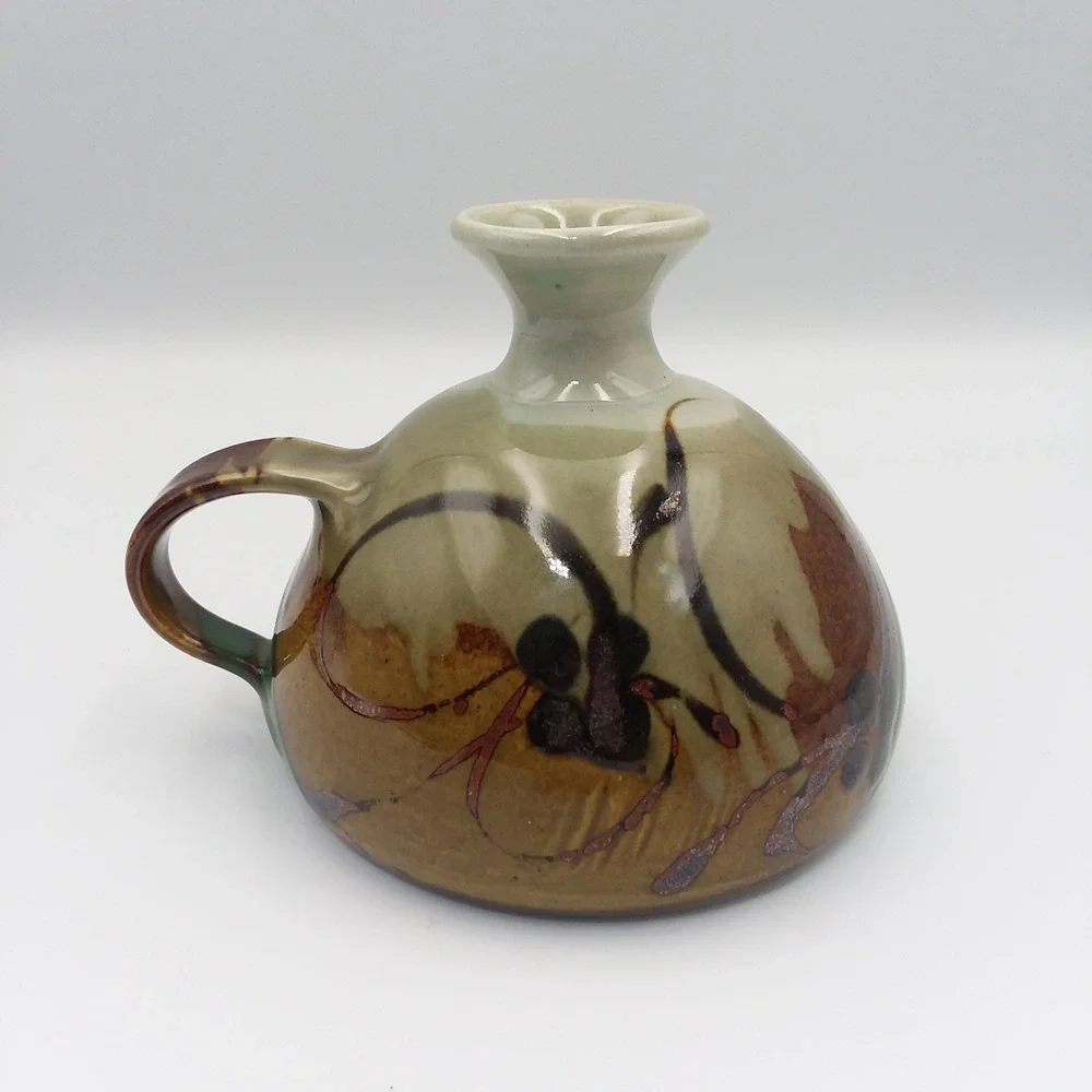 Mc‎ Laughlin Studio Art Pottery Vase Bud Floral Design Earth Tone Colors 5